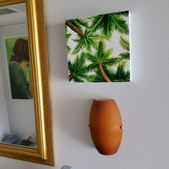 "Under The Palms" Original oil painting on Cradled Wood Panel 1"w x 10"h x 1.5"d - Picture 2 of 6